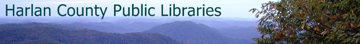 Harlan County Public Library banner of the Appalachian Mountains